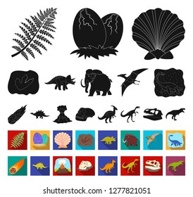 Different dinosaurs black,flat icons in set collection for design. Prehistoric animal vector symbol stock web illustration.