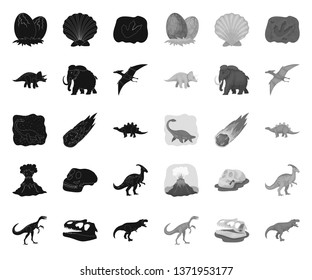 Different dinosaurs black.mono icons in set collection for design. Prehistoric animal vector symbol stock web illustration.
