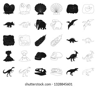Different dinosaurs black,outline icons in set collection for design. Prehistoric animal vector symbol stock web illustration.