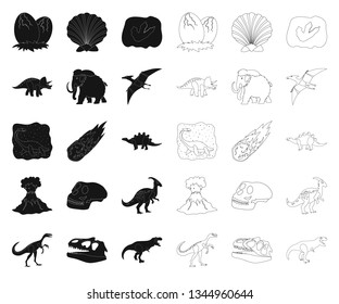 Different dinosaurs black,outline icons in set collection for design. Prehistoric animal vector symbol stock web illustration.
