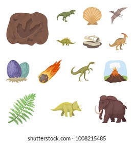 Different dinosaurs cartoon icons in set collection for design. Prehistoric animal vector symbol stock web illustration.