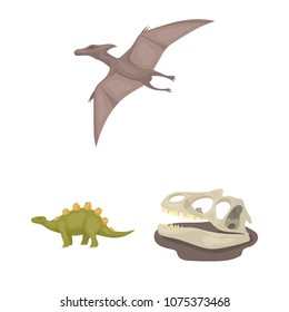 Different dinosaurs cartoon icons in set collection for design. Prehistoric animal vector symbol stock web illustration.