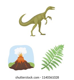 Different dinosaurs cartoon icons in set collection for design. Prehistoric animal vector symbol stock web illustration.