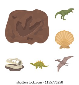 Different dinosaurs cartoon icons in set collection for design. Prehistoric animal vector symbol stock web illustration.