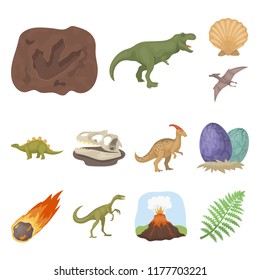 Different dinosaurs cartoon icons in set collection for design. Prehistoric animal vector symbol stock web illustration.