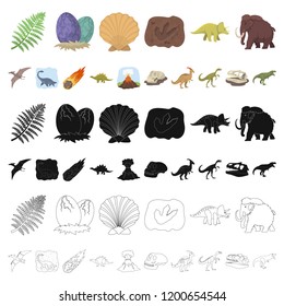 Different dinosaurs cartoon icons in set collection for design. Prehistoric animal vector symbol stock web illustration.