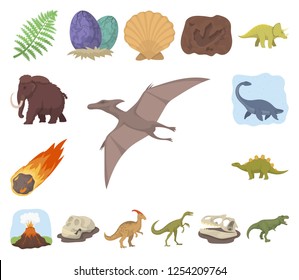 Different dinosaurs cartoon icons in set collection for design. Prehistoric animal vector symbol stock web illustration.