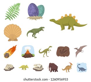 Different dinosaurs cartoon icons in set collection for design. Prehistoric animal vector symbol stock web illustration.