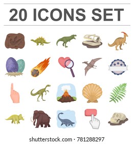 Different dinosaurs cartoon icons in set collection for design. Prehistoric animal vector symbol stock web illustration.