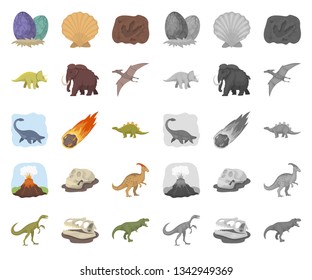 Different dinosaurs cartoon,mono icons in set collection for design. Prehistoric animal vector symbol stock web illustration.