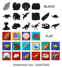 Different dinosaurs flat icons in set collection for design. Prehistoric animal vector symbol stock web illustration.