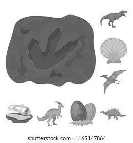 Different dinosaurs monochrome icons in set collection for design. Prehistoric animal vector symbol stock web illustration.