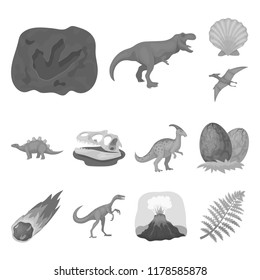 Different dinosaurs monochrome icons in set collection for design. Prehistoric animal vector symbol stock web illustration.