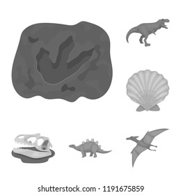 Different dinosaurs monochrome icons in set collection for design. Prehistoric animal vector symbol stock web illustration.