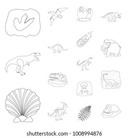 Different dinosaurs outline icons in set collection for design. Prehistoric animal vector symbol stock web illustration.
