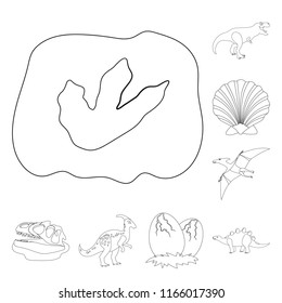 Different dinosaurs outline icons in set collection for design. Prehistoric animal vector symbol stock web illustration.
