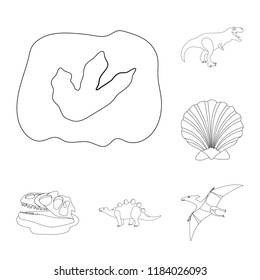 Different dinosaurs outline icons in set collection for design. Prehistoric animal vector symbol stock web illustration.