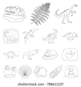 Different dinosaurs outline icons in set collection for design. Prehistoric animal vector symbol stock web illustration.