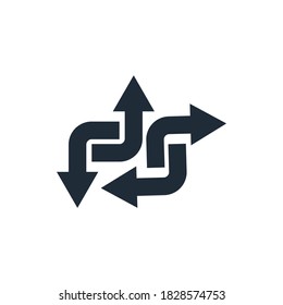  Different direction arrows. Vector icon isolated on white background.