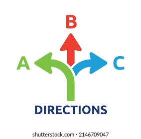 Different direction icon concept. Choice, guidance symbol vector illustration.