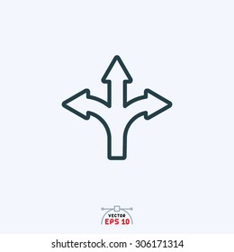 Different Directions Arrow Flat Icon.