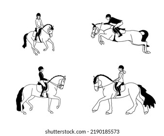 Different directions of hobby horses, big and small horses