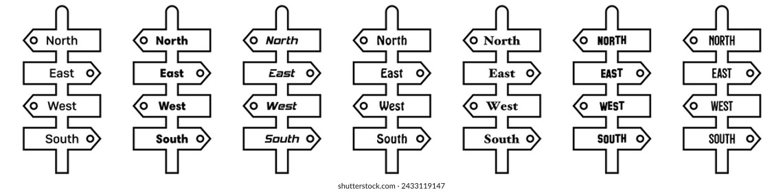 Different directions with north south east west.