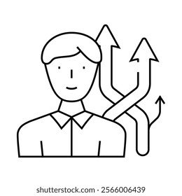 different directions of sales line icon vector. different directions of sales sign. isolated contour symbol black illustration