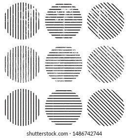 Different of Dirty diagonal striped line on circle.illustration vector