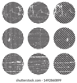 Different of Dirty diagonal striped line on circle.illustration vector