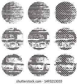 Different of Dirty diagonal striped line on circle.illustration vector
