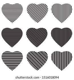 Different of Dirty diagonal striped line on heart shape.illustration vector