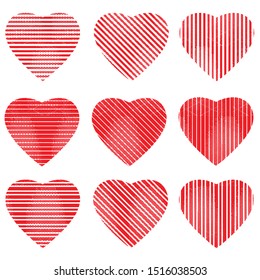 Different of Dirty diagonal striped line on heart shape.illustration vector
