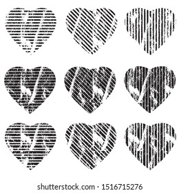Different of Dirty diagonal striped line on heart shape.illustration vector