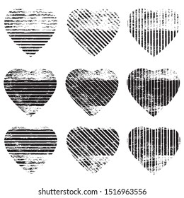 Different of Dirty diagonal striped line on heart shape.illustration vector