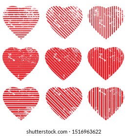 Different of Dirty diagonal striped line on heart shape.illustration vector