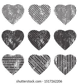 Different of Dirty diagonal striped line on heart shape.illustration vector