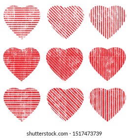 Different of Dirty diagonal striped line on heart shape.illustration vector
