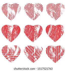 Different of Dirty diagonal striped line on heart shape.illustration vector