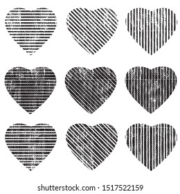 Different of Dirty diagonal striped line on heart shape.illustration vector