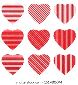 Different of Dirty diagonal striped line on heart shape.illustration vector