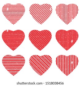 Different of Dirty diagonal striped line on heart shape.illustration vector