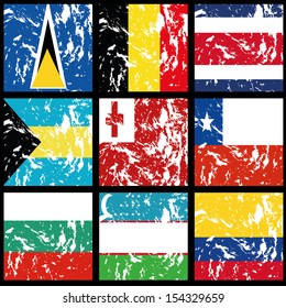 different dirty flags on black background