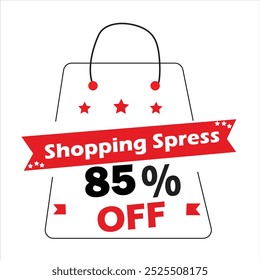 Preço de desconto diferente 10, 20, 25, 30, 40, 50, 60, 70, 80, 85, 90 por cento Promoção sacos de compras na venda amigável preto na temporada, ilustração Vetor.