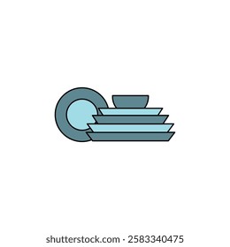 different dishes vector type icon