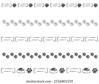 Different dog footprint design elements. Hand-drawn pet tracks