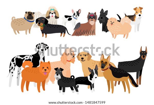 Different Dogs Breeds Image Vector Cartoon Stock Vector (royalty Free 