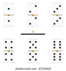 Different dominoes pieces isolated over white background