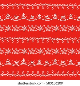 Different doodle christmas vector decor. Vector seamless christmas pattern. Xmas 
celebration elements collection for design