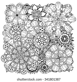 Different doodle flowers and plants. Hand sketched designer's kit can be used for wallpaper, pattern fills, web page background, surface textures. Gorgeous floral elements